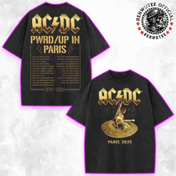 AC/DC PWR/UP Paris France 2025 Exclusive Tee At Stade De France On 9-13 Aug 2025 Washed T-Shirt