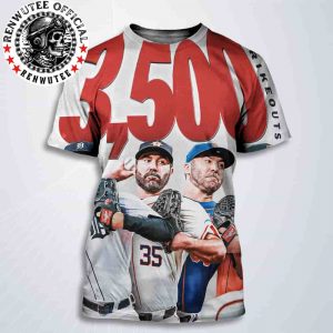 Congrats Justin Verlander San Francisco Giants MLB Becomes Just The 10th Pitcher With 3500 Career Strikeouts All Over Print T-Shirt