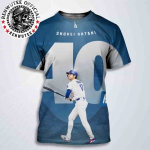 Congrats Shohei Ohtani Los Angeles Dodgers MLB Reaches 40 Home Runs For The 3rd Straight Season All Over Print T-Shirt
