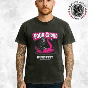 Four Chord Music Festival 2025 On September 13–14 At EQT Park In Washington PA Official Grim Reaper Riding Pink Flamingo Merch Washed T-Shirt