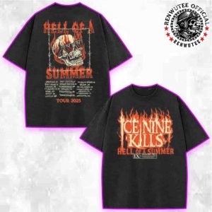 Ice Nine Kills Hell Of A Summer Tour Dates List 2025 Merch Flame Skull Washed T-Shirt