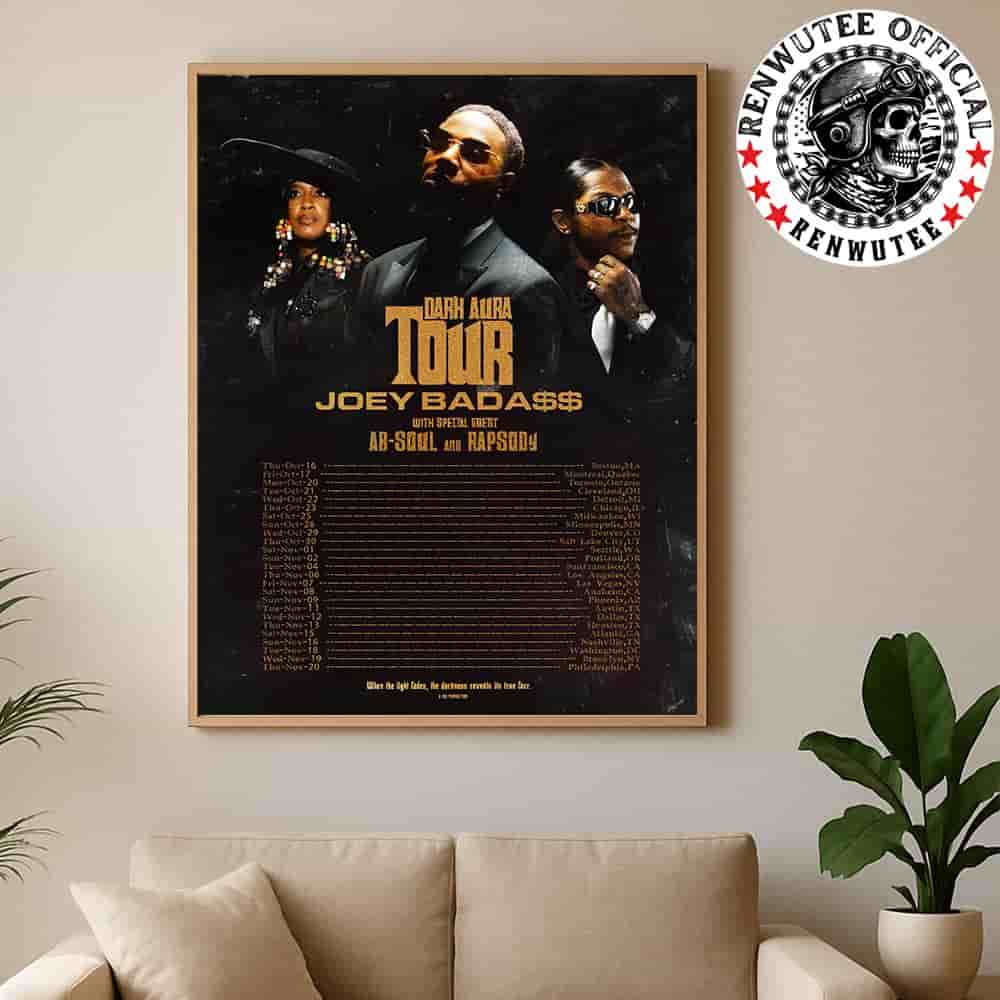 Joey Badass The Dark Aura Tour Dates List 2025 With Ab-Soul And Rapsody When The Light Fades The Darkness Reveals Its True Face Home Decor Poster Canvas
