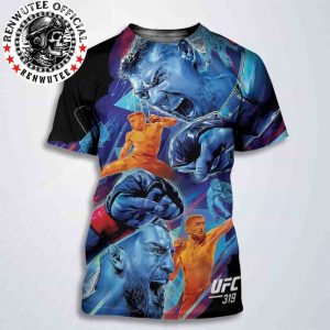 Khamzat Chimaev VS Dricus du Plessis World Middleweight Championship UFC319 In Chicago At Aug 16 Digital Art By Conrad Javier All Over Print T-Shirt