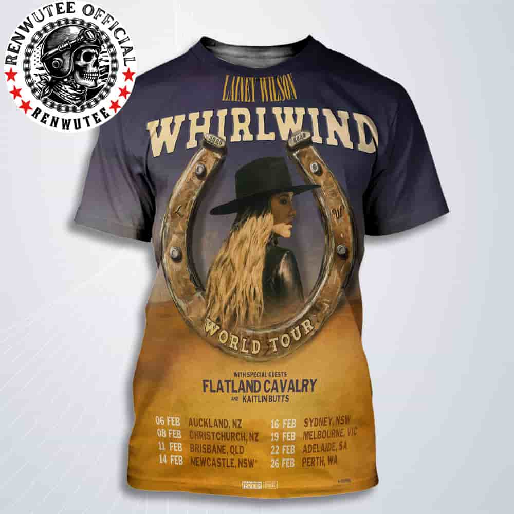 Lainey Wilson Whirlwind Australia And New Zealand Tour Dated List 2025 All Over Print T-Shirt Lainey Wilson Whirlwind Australia And New Zealand Tour Dated List 2025 All Over Print T-Shirt