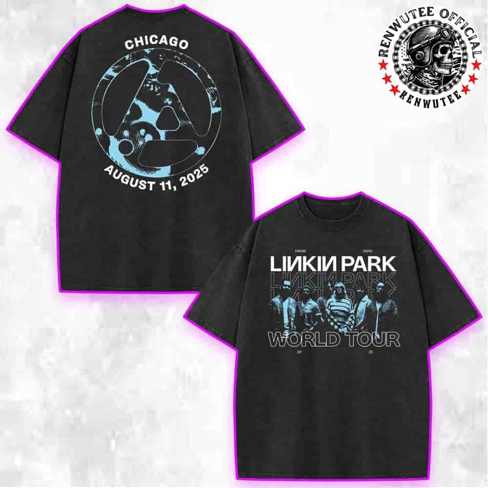 Linkin Park From Zero World Tour Chicago 2025 Exclusive Tee At United Center On Aug 11 Merch Washed T-Shirt Linkin Park From Zero World Tour Chicago 2025 Exclusive Tee At United Center On Aug 11 Merch Washed T-Shirt