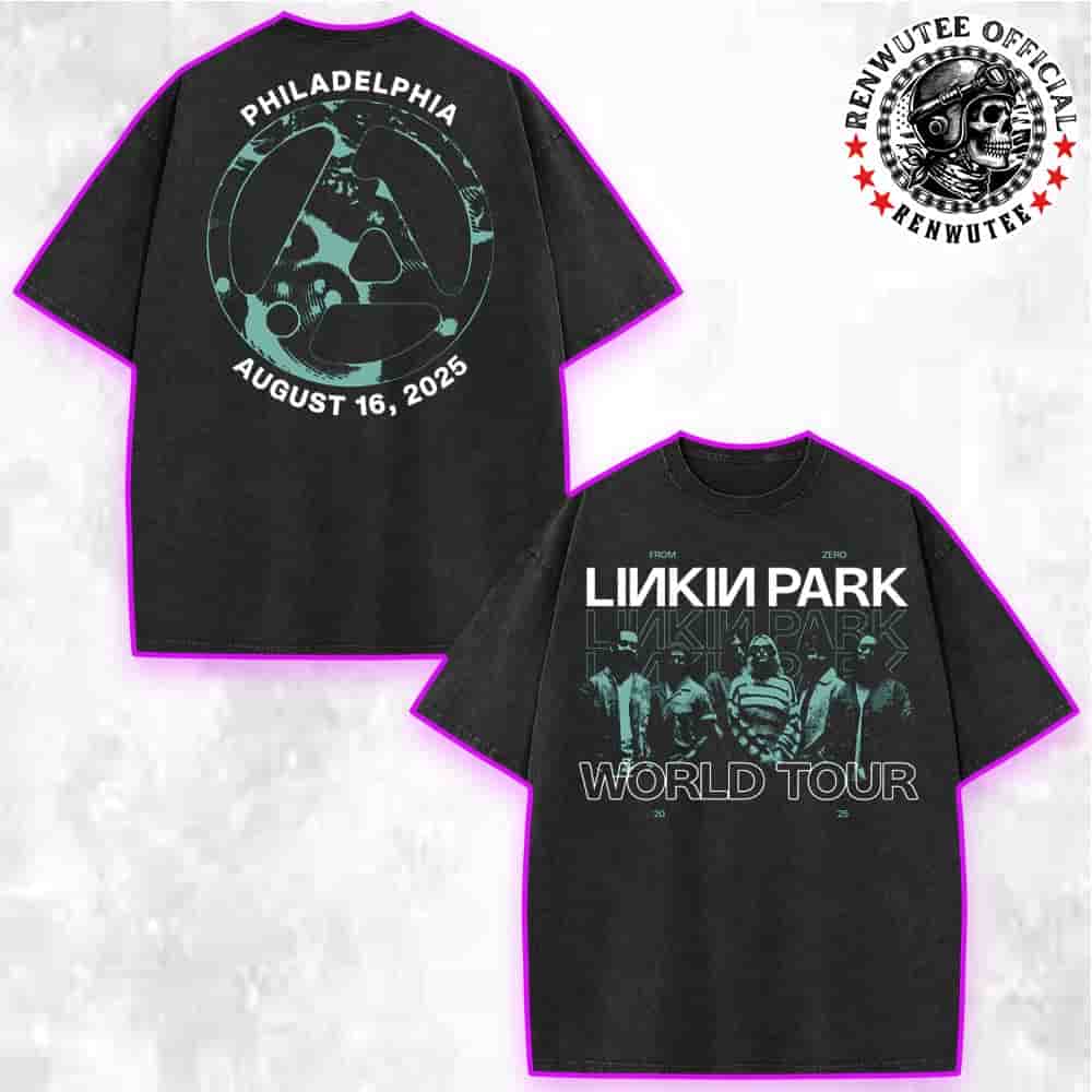 Linkin Park From Zero World Tour Philadelphia 2025 Exclusive Tee At Xfinity Mobile Arena On Aug 16 2025 Merch Washed T-Shirt Linkin Park From Zero World Tour Philadelphia 2025 Exclusive Tee At Xfinity Mobile Arena On Aug 16 2025 Merch Washed T-Shirt