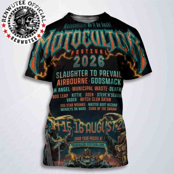 Motocultor Festival 2026 Official Poster Motocultists We’ll Be Back On Aug 13-16 2026 All Over Print T-Shirt