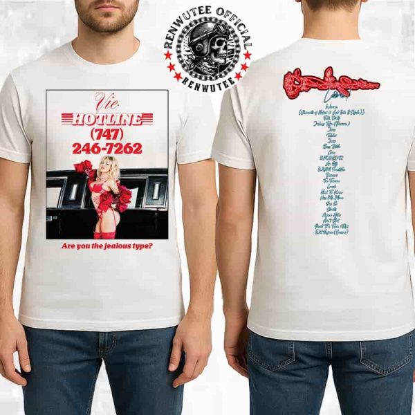 New Single Jealous Type By Doja Cat Vie Hotline Poster Are You The Jealous Type Release On Aug 21 2025 Two Sided T-Shirt