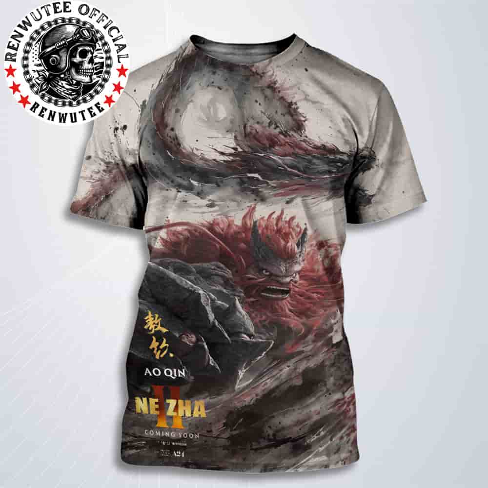 Official Poster Ne Zha 2 Ao Qin Character Release In Theaters And IMAX On August 22 All Over Print T-Shirt Official Poster Ne Zha 2 Ao Qin Character Release In Theaters And IMAX On August 22 All Over Print T-Shirt