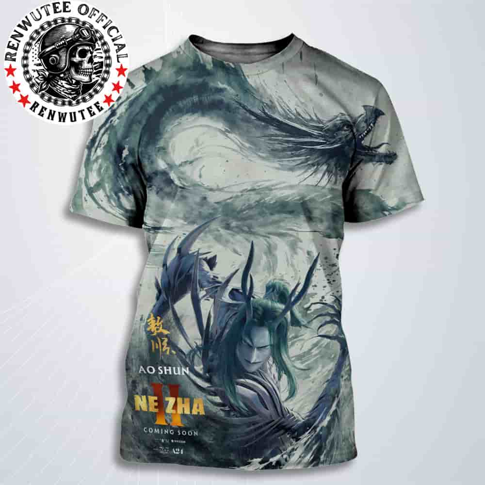 Official Poster Ne Zha 2 Ao Shun Character Release In Theaters And IMAX On August 22 All Over Print T-Shirt Official Poster Ne Zha 2 Ao Shun Character Release In Theaters And IMAX On August 22 All Over Print T-Shirt