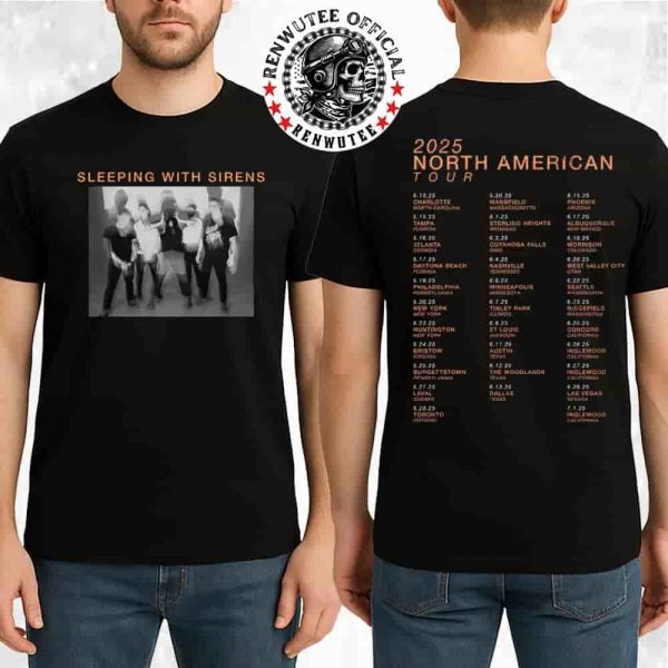 Sleeping With Sirens Summer 2025 Tour Merch Photo Tour Dated List 2025 Two Sided T-Shirt
