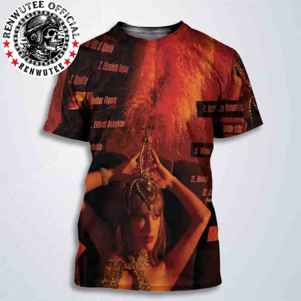 Taylor Swift Release New Album The Life Of A Showgirl On October 3 2025 Tracklist All Over Print T-Shirt