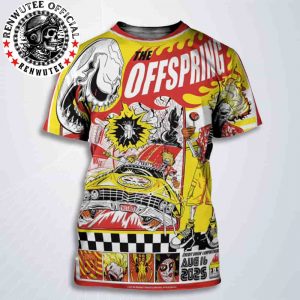The Offspring SUPERCHARGED Worldwide Tinley Park IL 2025 Concert Poster At Credit Union 1 Amphitheatre On Aug 16 2025 All Over Print T-Shirt